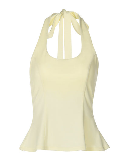 Chic Halter Top - Slim Fit Polyester Top for Urban Style