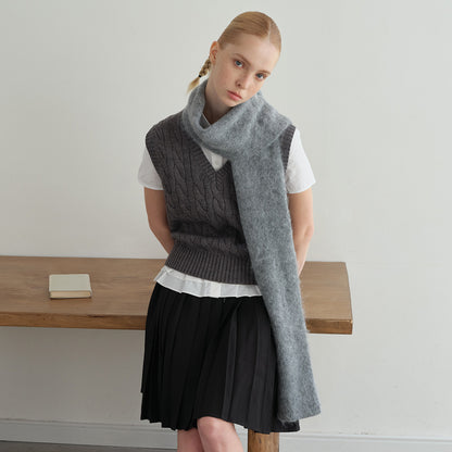 Solid Color Alpaca Wool Blend Scarf for Women