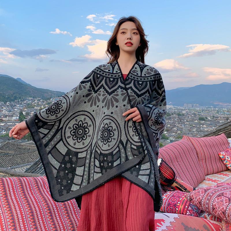 Tibetan Ethnic Shawl Grassland Thickened Cloak Scarf