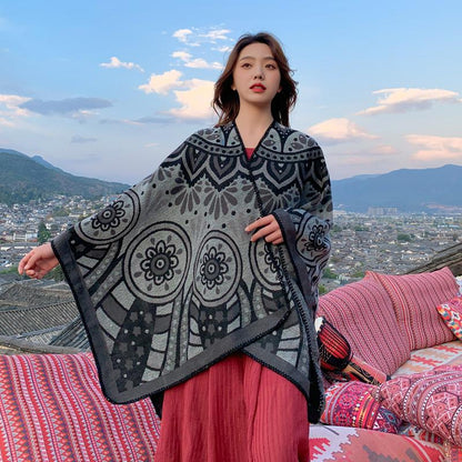 Tibetan Ethnic Shawl Grassland Thickened Cloak Scarf
