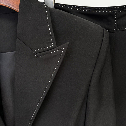 Chic Two-Piece Suit With Belted Trousers