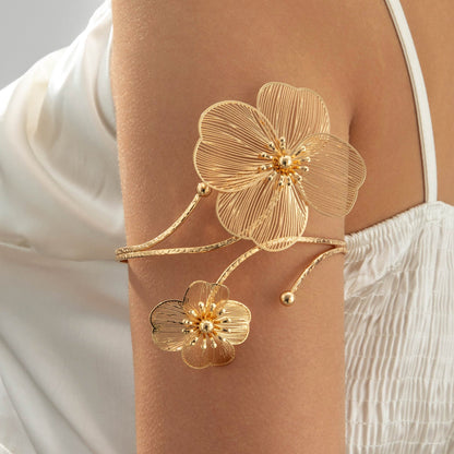 Floral Open Arm Cuff Bracelet Geometric Punk Style Beach Party Jewelry