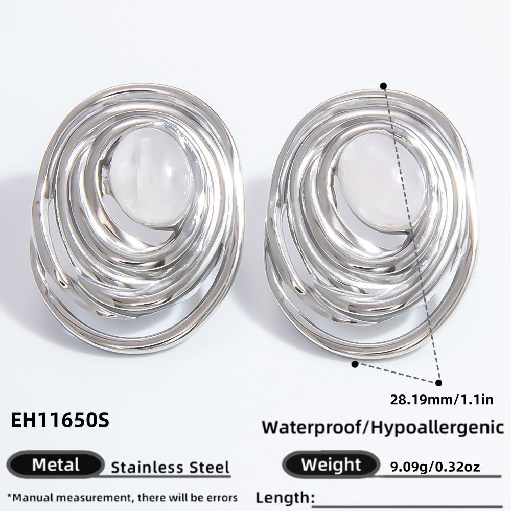 Geometric Drop Earrings Stainless Steel 18K Gold Plated