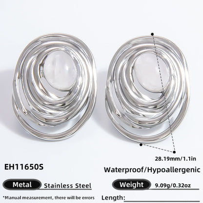 Geometric Drop Earrings Stainless Steel 18K Gold Plated