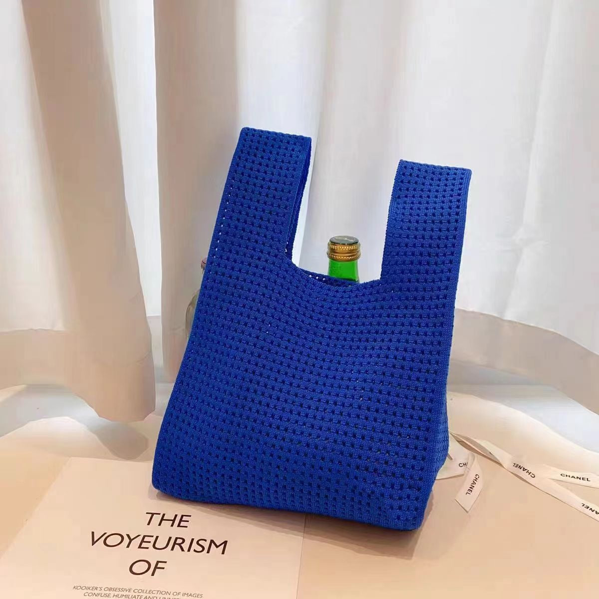 Chic Vintage Hollow Knit Tote Bag for Women
