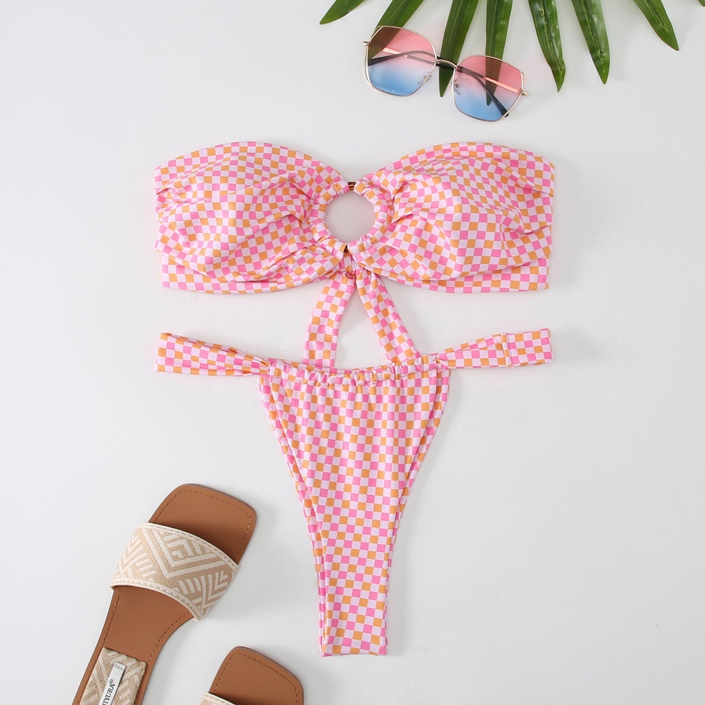 2PCS Flower Print Strapless Sexy Swimwear