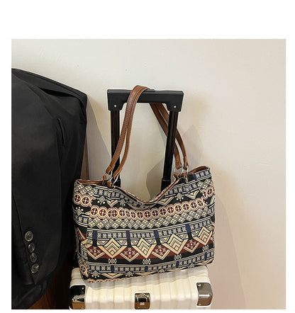 Trendy Ethnic Style Large Capacity Canvas Tote Bag