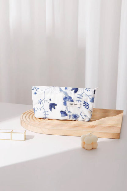 Cute Embroidered Floral Cosmetic Pouch