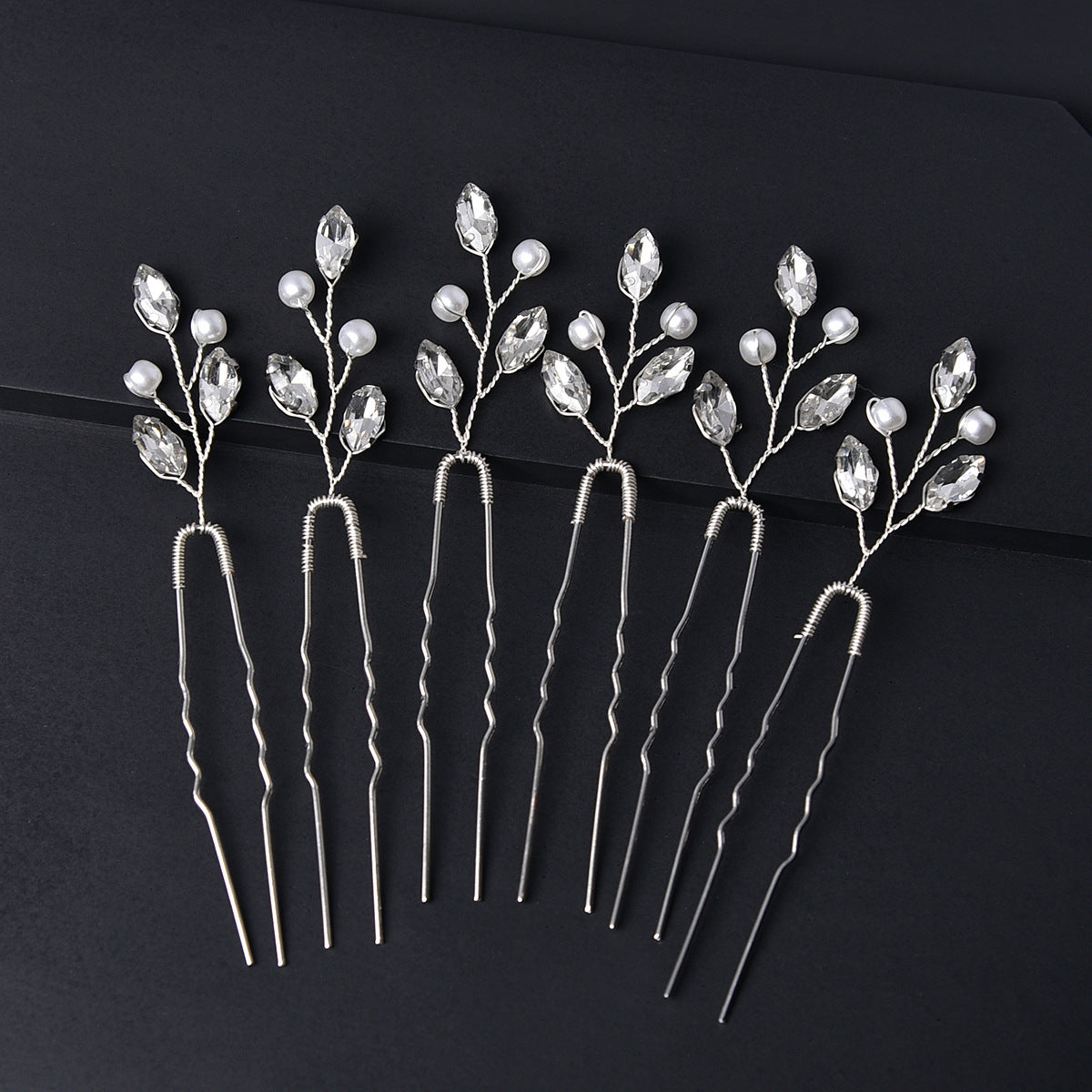 Emerald U-Shaped Hair Pins Set of 6 - Elegant Hair Accessories