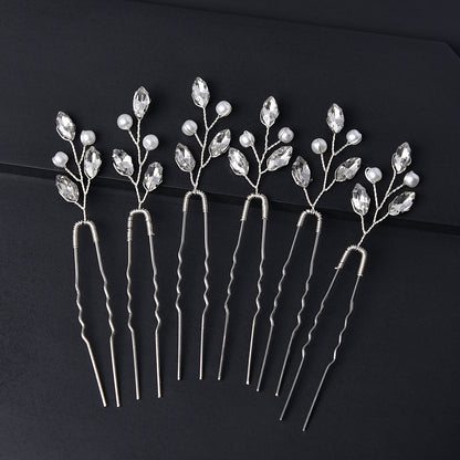 Emerald U-Shaped Hair Pins Set of 6 - Elegant Hair Accessories