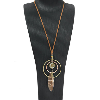 Bohemian Tassel Natural Feather Necklace Ethnic Vintage Jewelry