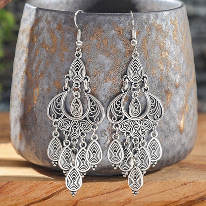 Bohemian Handcrafted Peacock Tassel Earrings Vintage Style Earrings