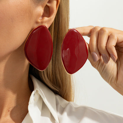 Chic Resin Gemstone Stud Earrings Vintage Geometric Design