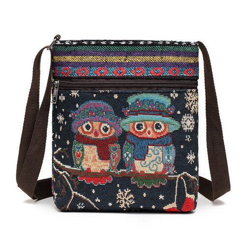 Women'S Crossbody Shoulder Bag Canvas Bag Thai Ethnic Style Embroidery Cute Fashion Lady'S Mobile Phone Bag Shoulder Bag