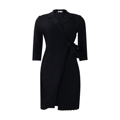 Trendy A-Line Dress With Suit Collar And Belt