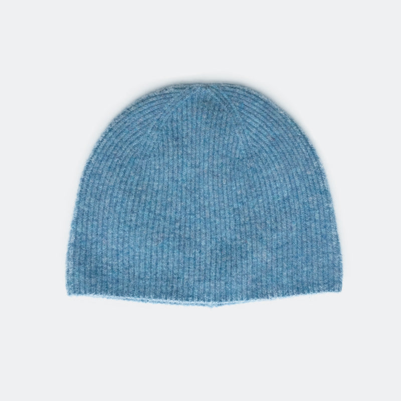 Solid Color Knit Beanie Hat for Women in Alpaca Wool Blend