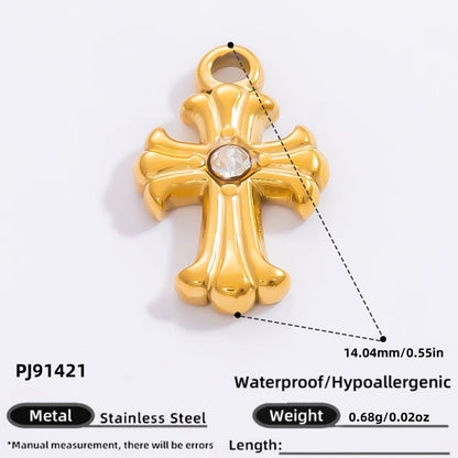 Cross Pendant Accessories DIY Jewelry Stainless Steel 18K Gold Bracelet Necklace