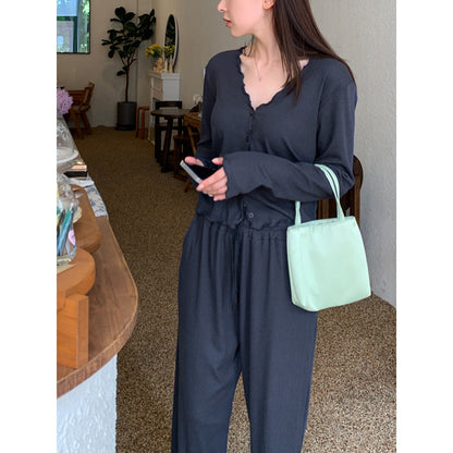Casual Solid Color Pajama Set for Women