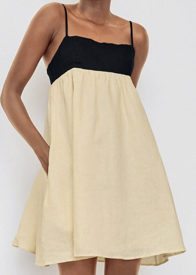 Two Tone A Line Mini Dress Breathable Fabric