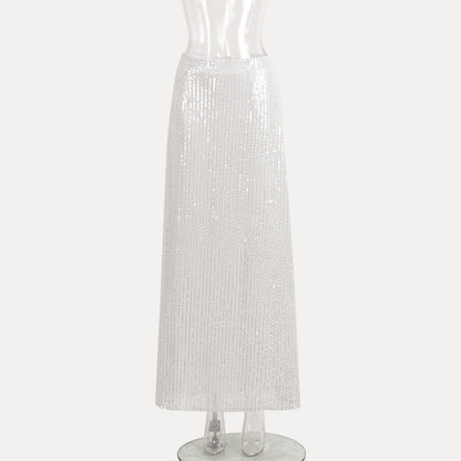 Sequin Maxi Skirt Stylish Casual Streetwear