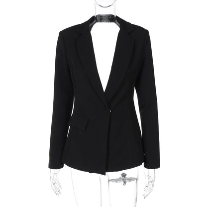 Fashionable Sexy Backless Slim Fit Long Sleeve Blazer