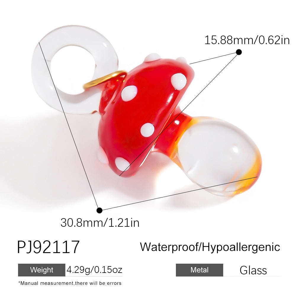 Hand-Painted DIY Jewelry Accessories Summer Dopamine Glass Heart Pendant