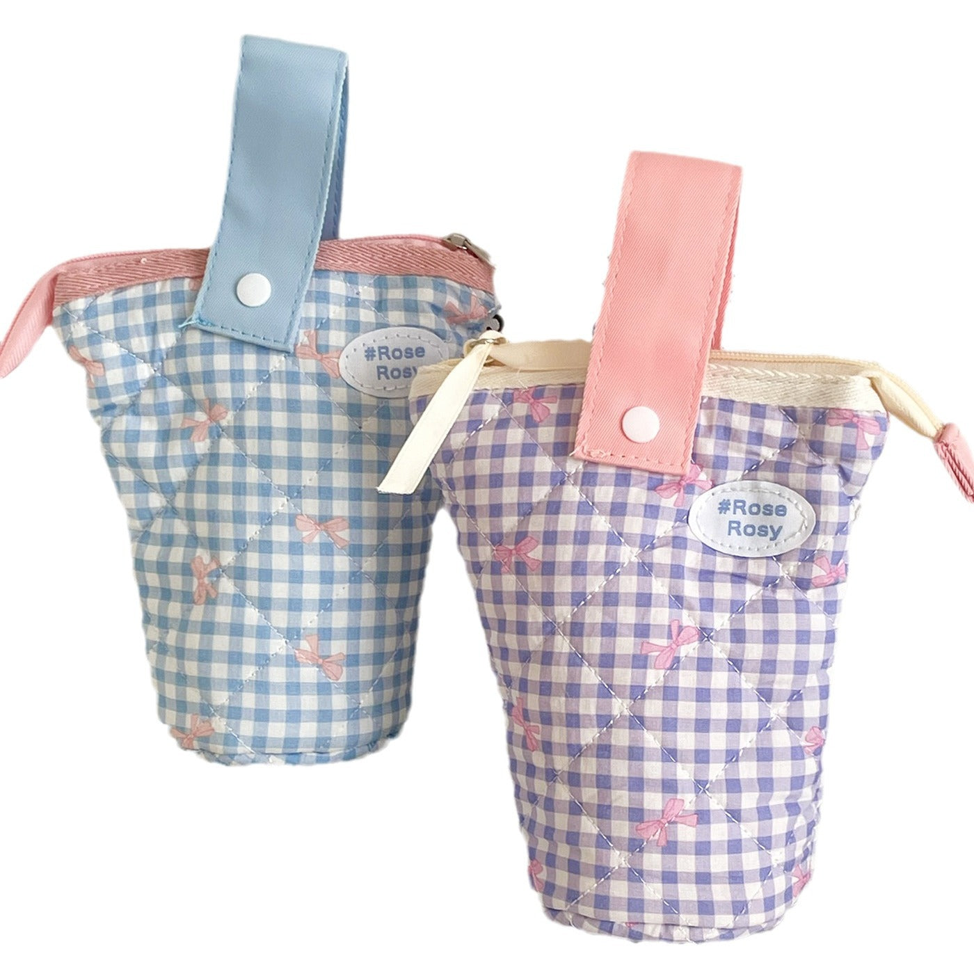 Striped Bow Cylinder Pencil Case Stylish Portable Stationery