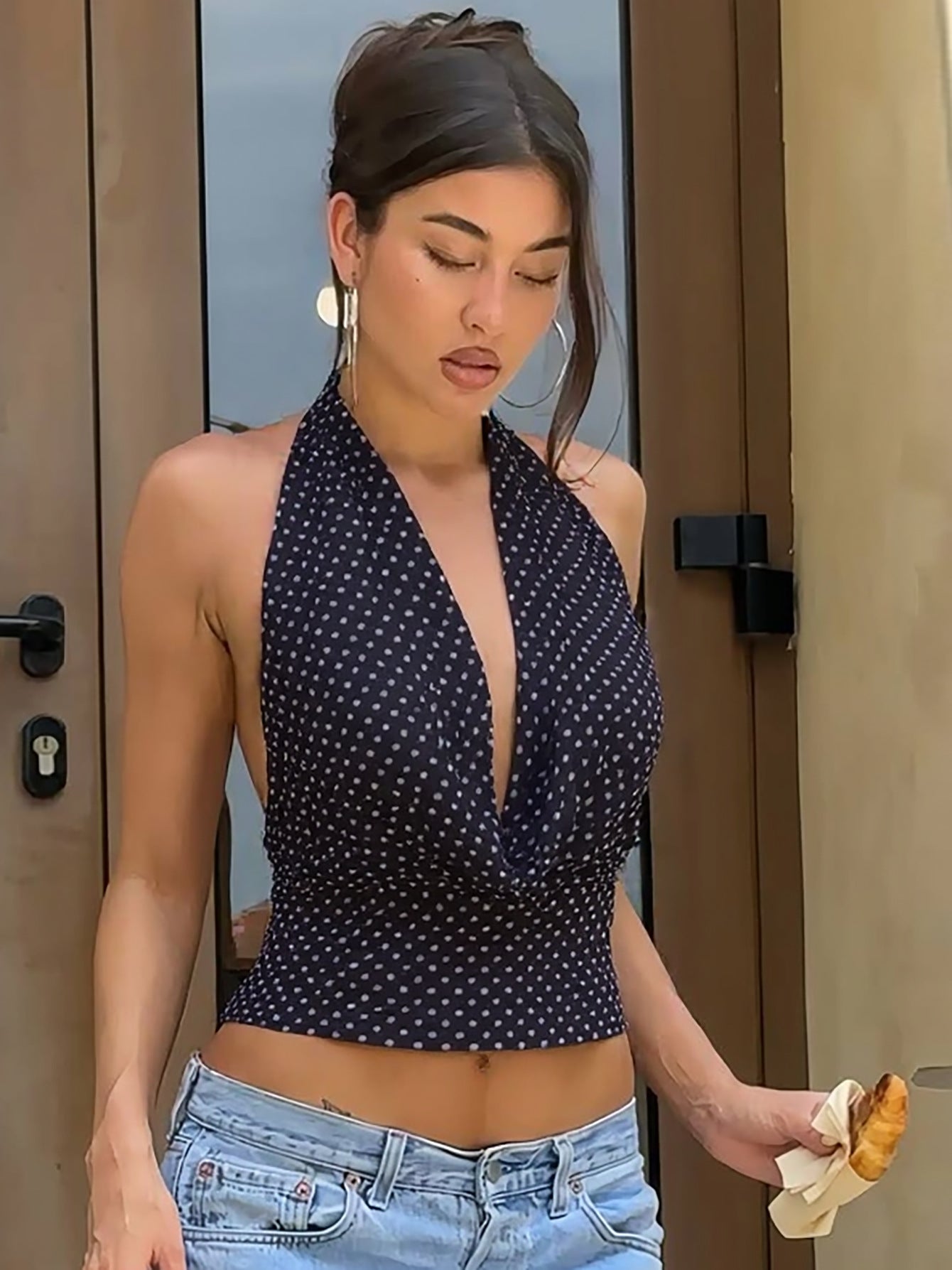 Stylish Polka Dot Sleeveless Backless Top for Women