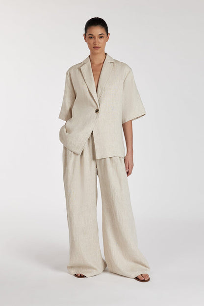 Casual Linen Two-Piece Set with Button Front Cardigan