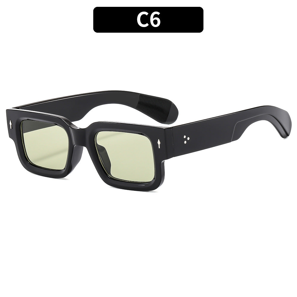 Trendy Square Sunglasses for Men with Arrow Design, UV400 Protection, Versatile Style