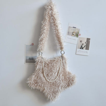 Star Shaped Cute Tassel Plush Shoulder Bag