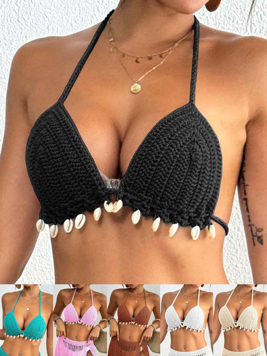 Women'S Handmade Shell Stitch Bikini Top Cover-Up