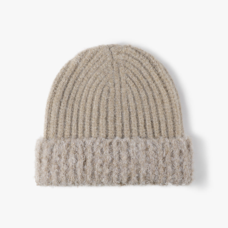 Spliced Color Knit Hat Paded Beanie