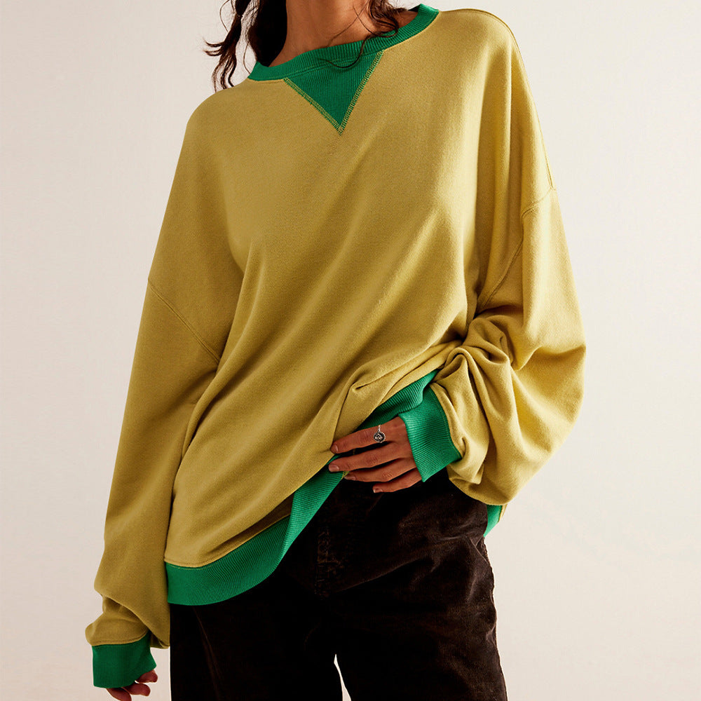 Color Block Loose Fit Sweatshirt for Women