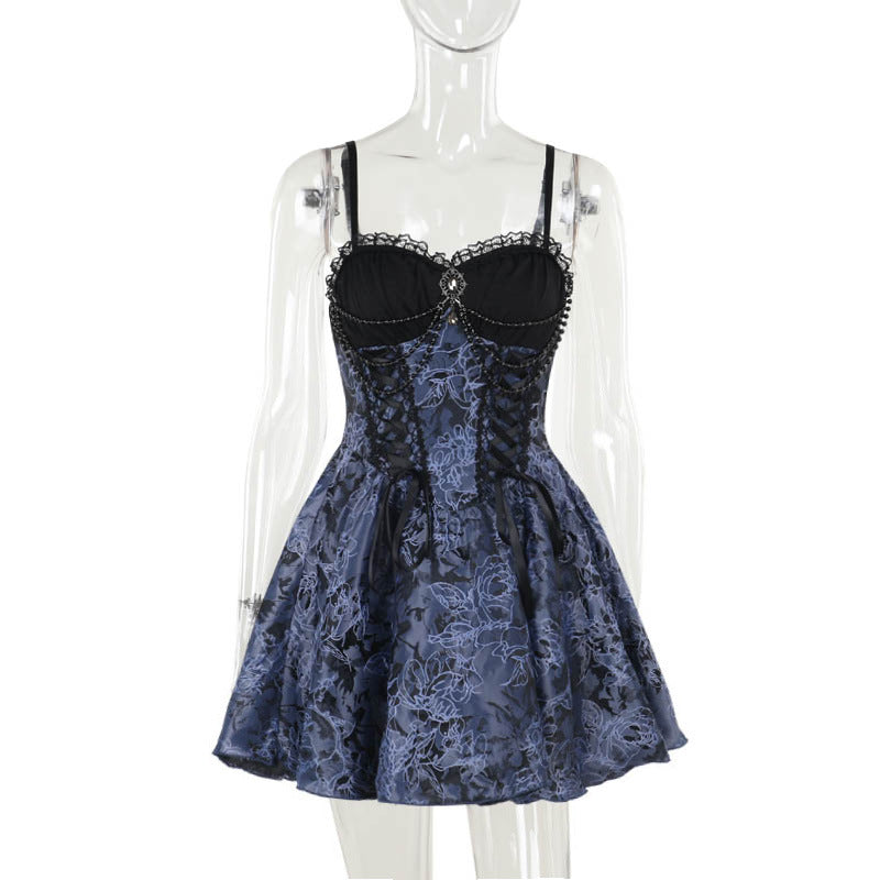 Sexy Dark Halloween Two-Tone Mini Dress