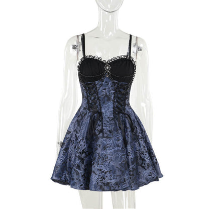 Sexy Dark Halloween Two-Tone Mini Dress
