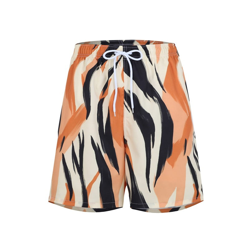 Men'S Parental Swim Trunks Floral Print Polyester Beach Shorts