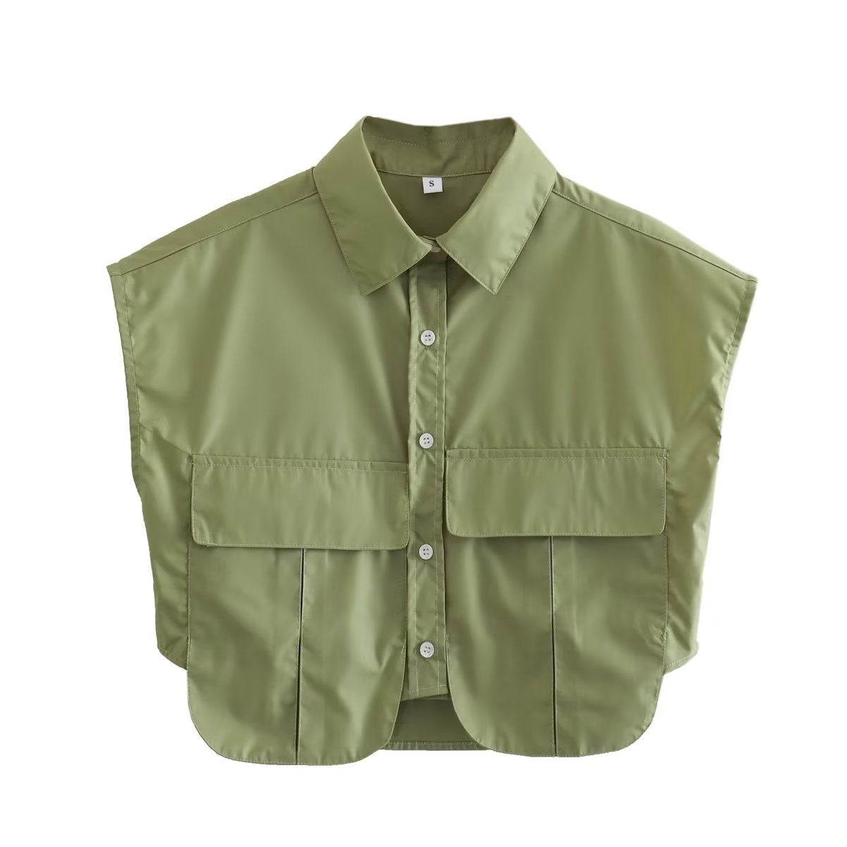Pockets Irregular Lapel Sleeveless Shirts