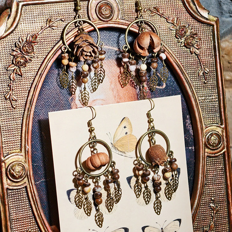 Vintage Inspired Leaf Tassel Earrings Alloy Statement Jewelry