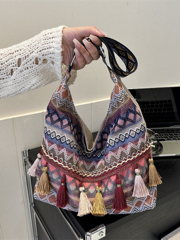 Fashionable Ethnic Style Fringe Casual Tote Bag