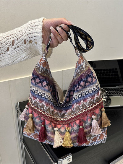 Fashionable Ethnic Style Fringe Casual Tote Bag