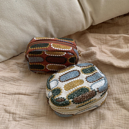 Embroidered Mini Coin Purse Cute Makeup Bag