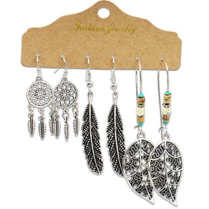 Bohemian Geometric Tassel Hoop Earrings
