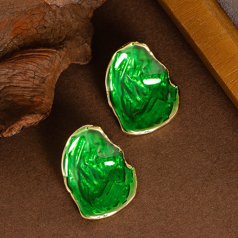 Geometric Enamel Drop Earrings Elegant Alloy Jewelry