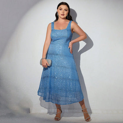 Elegant Sleeveless Maxi Dress with Sequins