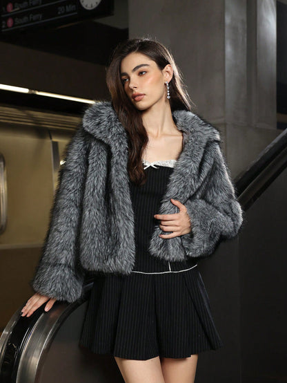 Faux Fur Collared Warm Coat for Women