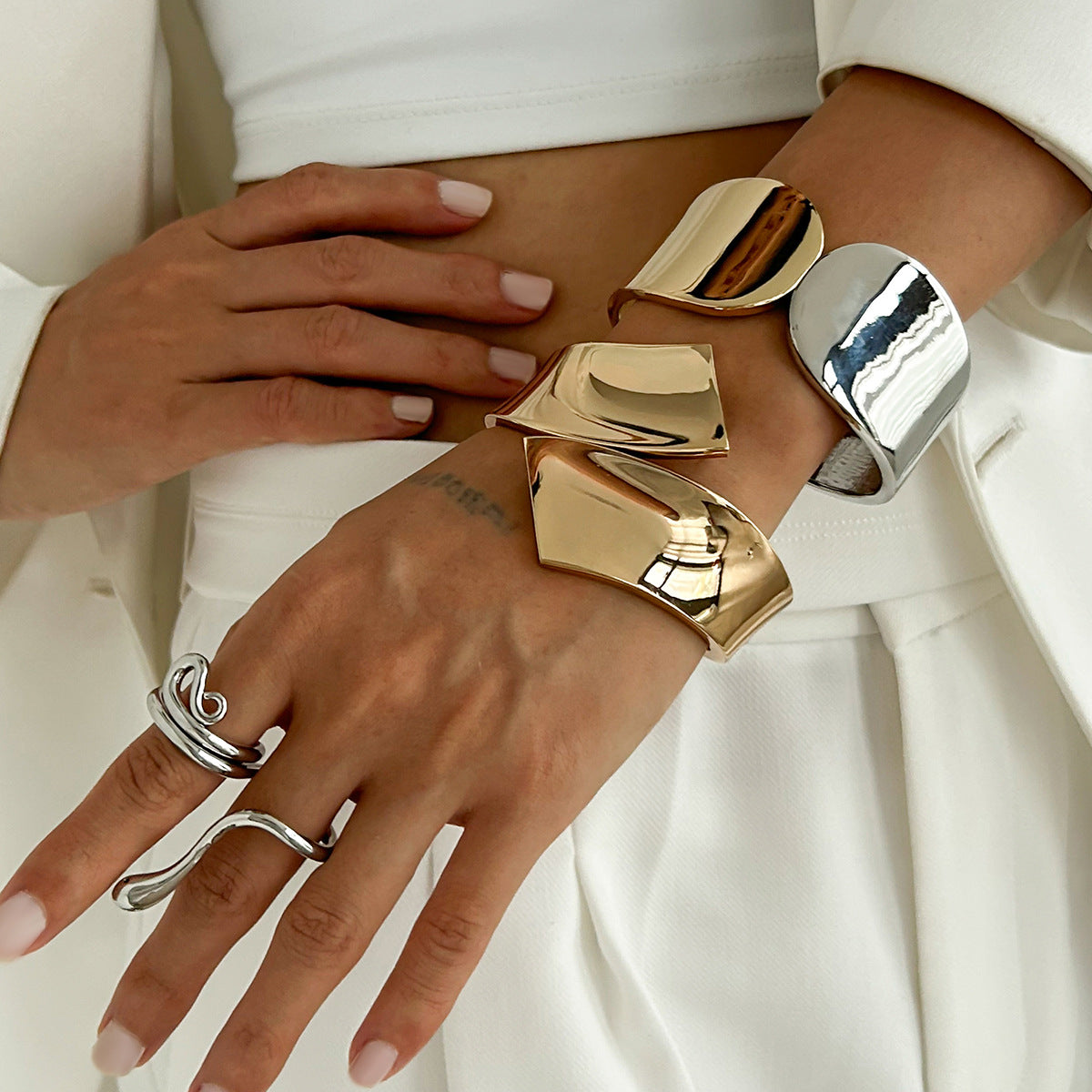 Creative Geometric Open Cuff Bracelet Women Alloy Fashion