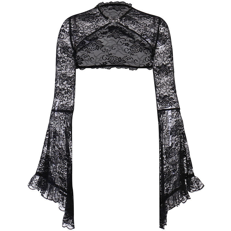 Summer Lace Hollow Out Blouse With Bell Sleeves
