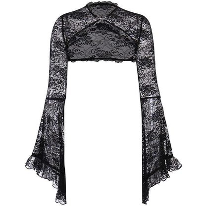 Summer Lace Hollow Out Blouse With Bell Sleeves