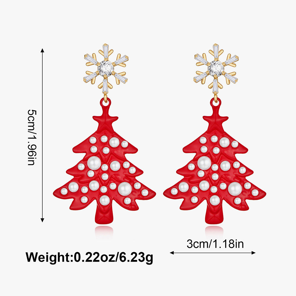Stylish Hollow Rhinestone Christmas Tree Dangle Earrings